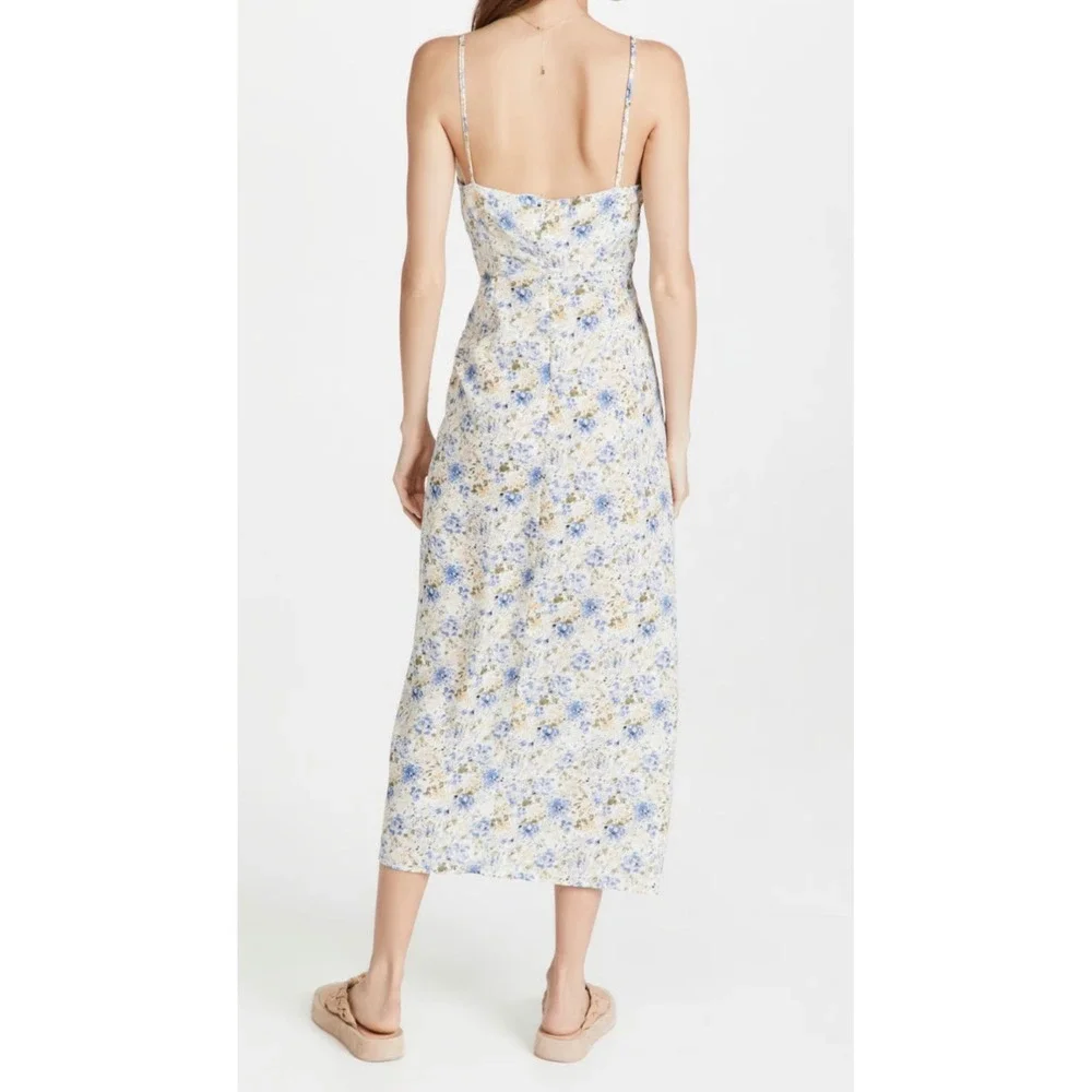 NWT En Saison Floral Midi Slip Dress Med Ruching‎ Feminine Romantic Cottagecore